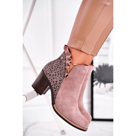 Női csizma sarkán, bőrrugó Maciejka bézs 04833-04 1