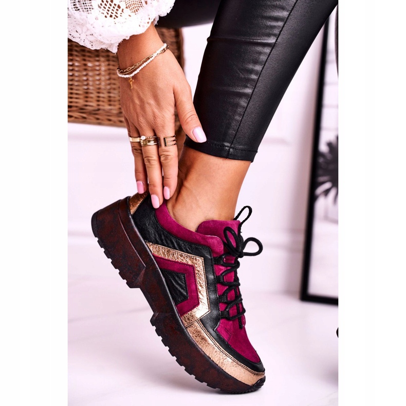 Női Brogues Cipők Maciejka Bőr Burgundia 04731-23 piros sokszínű 1