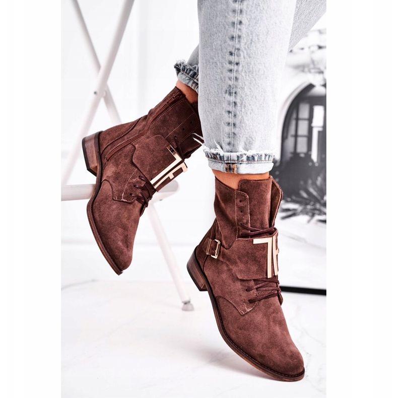 Női csizma Nicole Suede Brown 2591 barna 2