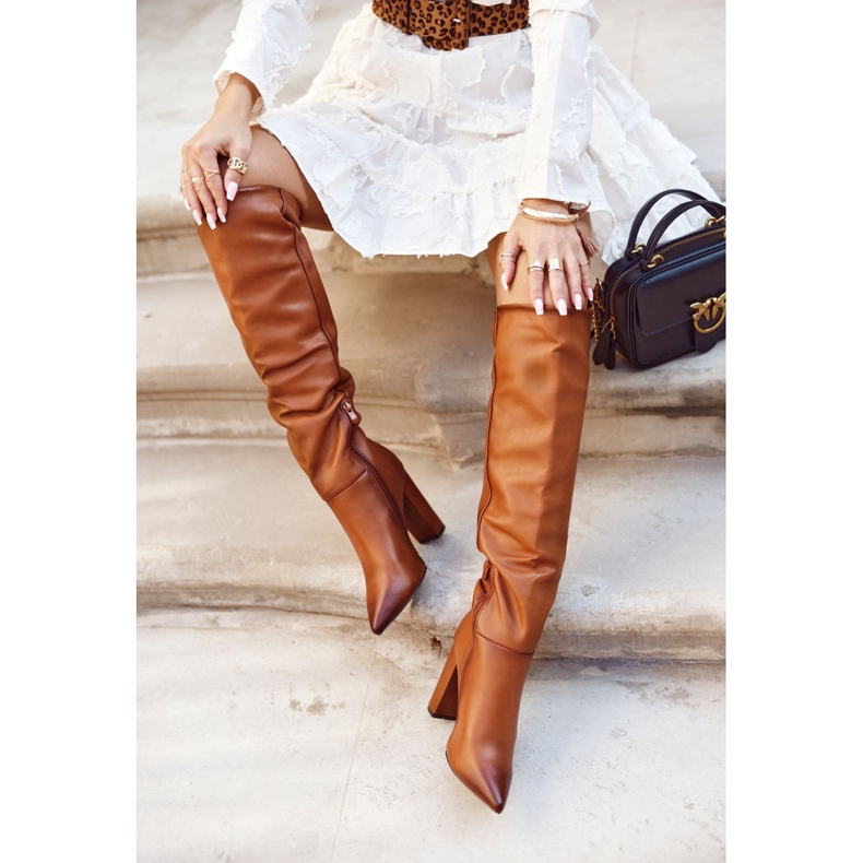 SEA Női csizma a sarkán Meleg teve Vellma barna 1