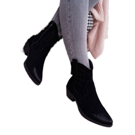 BUGO Női cowboycsizma Suede Black Ferders fekete 2