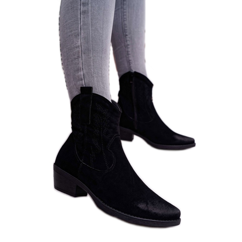 BUGO Női cowboycsizma Suede Black Ferders fekete 1