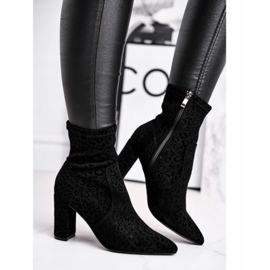 S.Barski Női csizma sarkán Centki Black Panther fekete 2