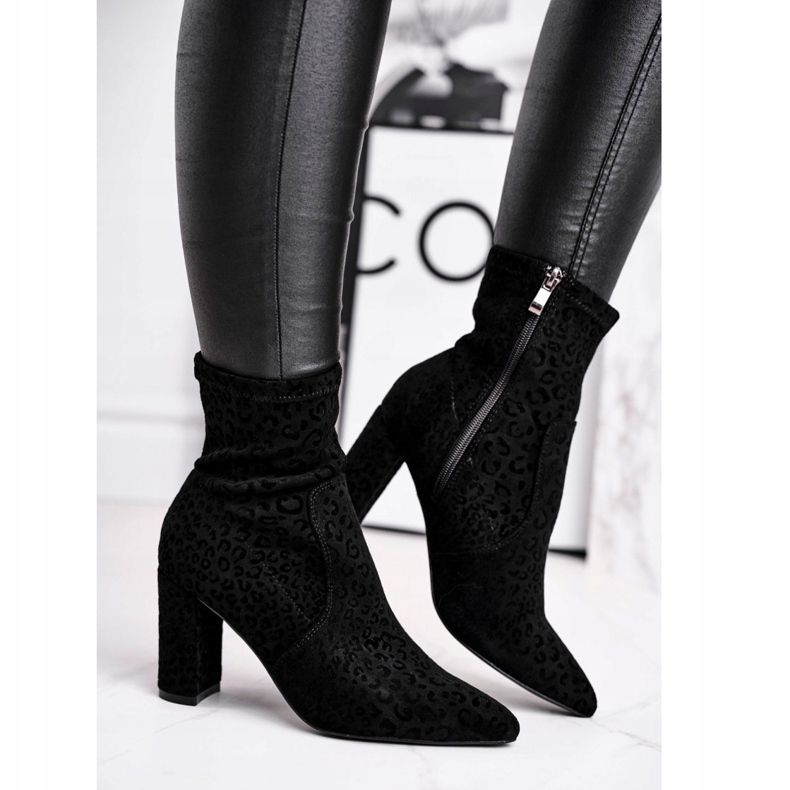 S.Barski Női csizma sarkán Centki Black Panther fekete 2