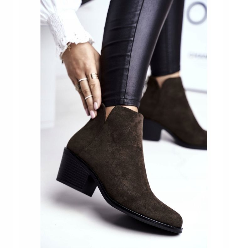 S.Barski Női csizma lapos sarokkal, meleg őszi khaki tejszerű 1