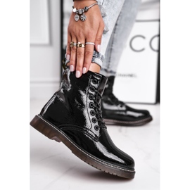 EVE Női Csizma Lakkozott Trappers Csizma Fekete Marita 2