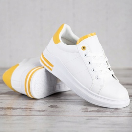 SHELOVET Divatos kötött cipők fehér sárga 4