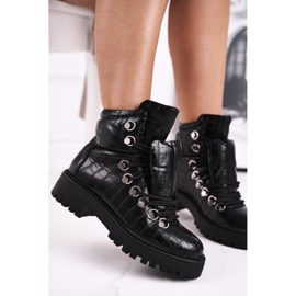 BUGO Női lapos csizma nyelvvel Black Passa fekete 2