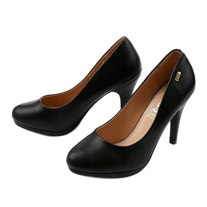 Fekete klasszikus YS-190 magas sarkú cipő 2