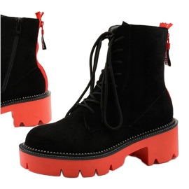 Fekete velúr Centrifugális fűzős bokacsizma narancssárga 1 Fekete velúr Centrifugális fűzős bokacsizma narancssárga 1