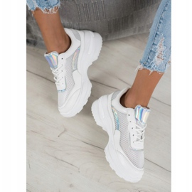 SHELOVET Divatos fehér cipők ezüst 2