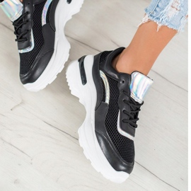 SHELOVET Divatos fekete cipők fehér 2