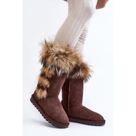 Női meleg bőr hócsizma Camel Balvin barna 1