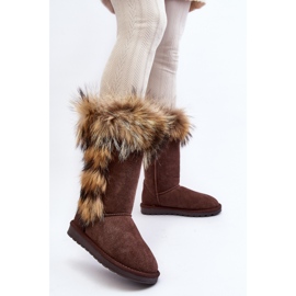 Női meleg bőr hócsizma Camel Balvin barna 2