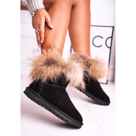 HAN Női Mukluk bőr hócsizma bundával, fekete 1