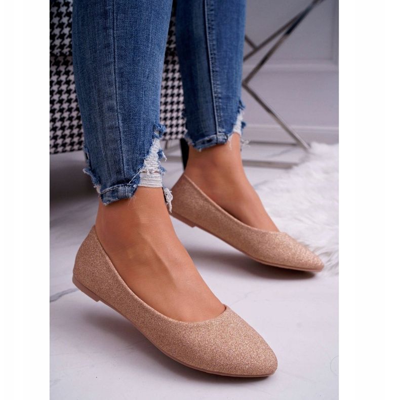 SEA Női balerinák csillogó rózsa arany Fifi aranysárga 1