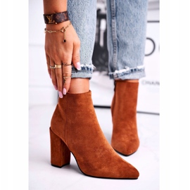 FW1 Női csizma a sarkán Suede Camel Sharks barna 1
