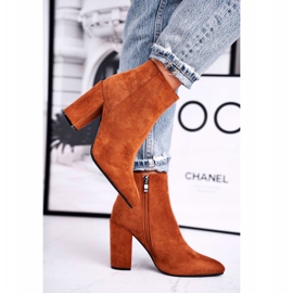 FW1 Női csizma a sarkán Suede Camel Sharks barna 2