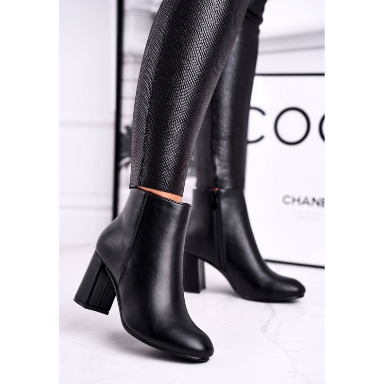 FW1 Női csizma a sarkán Fekete pisztoly 1