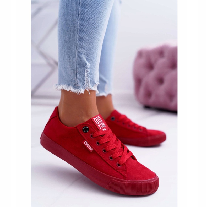 Női cipők Big Star Suede Red EE274044 piros 1