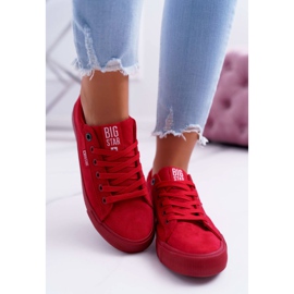 Női cipők Big Star Suede Red EE274044 piros 2