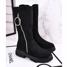 Apawwa Gyermek magas csizma Velúr melegített fekete Norabel 2