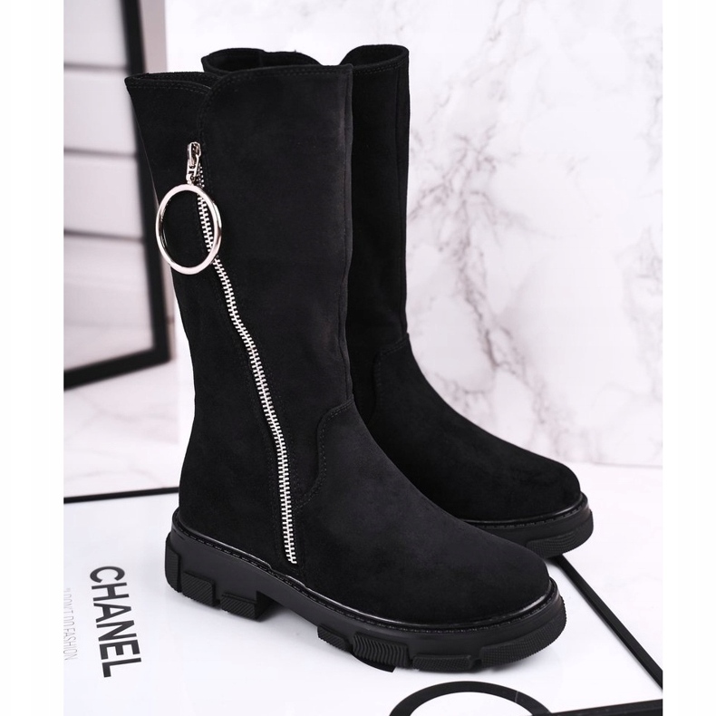 Apawwa Gyermek magas csizma Velúr melegített fekete Norabel 2