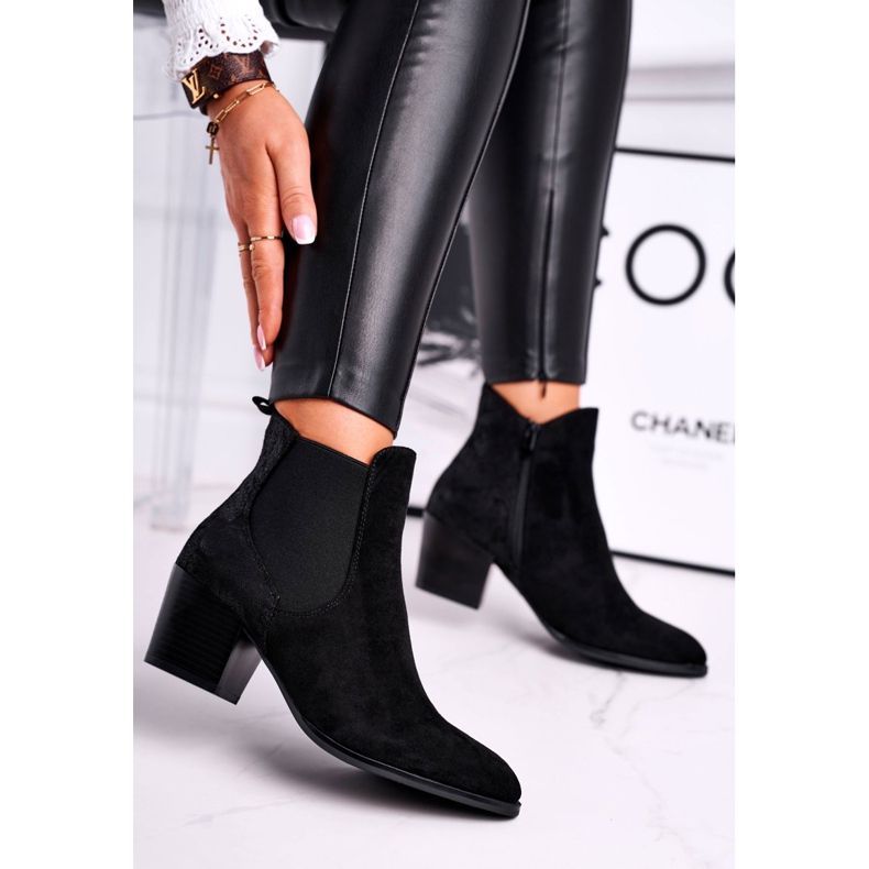 Női csizma magas sarkú Sergio Leone Suede Black BT613 fekete 2