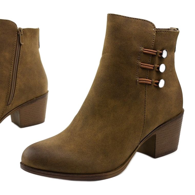 Khaki velúr bokacsizma a Keenshaper oszlopon zöld 1