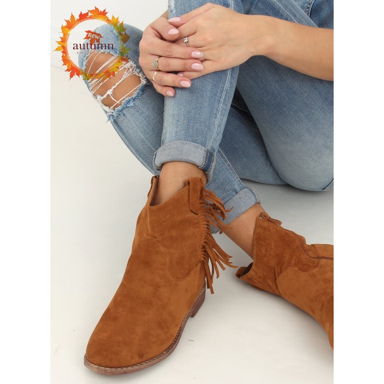 Boho teve stílusú csizma 688-A99 Camel barna sokszínű 1