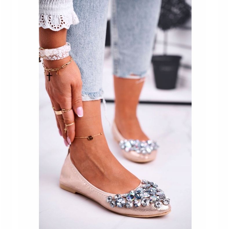 PS1 Női balerinák arany kristálykövekkel aranysárga 1