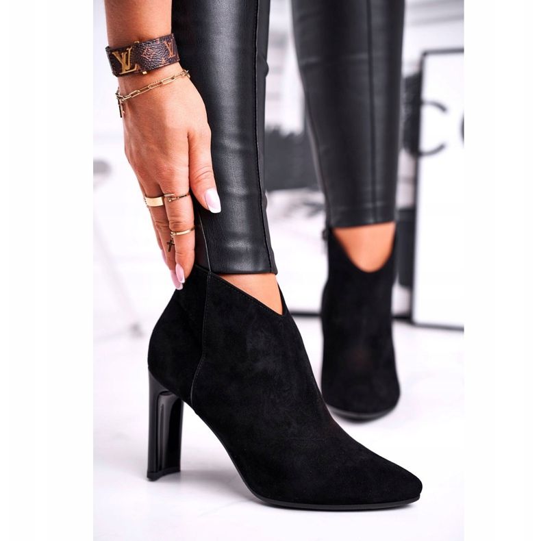 Női csizma magas sarkú Laura Messi Black 2200 fekete 2