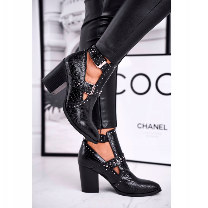 FRSS Női csizma Croco kivágással fekete áriával 2