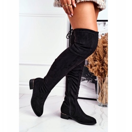 FRBS Női öko-velúr a térd fölött Csizma fekete galamb 2