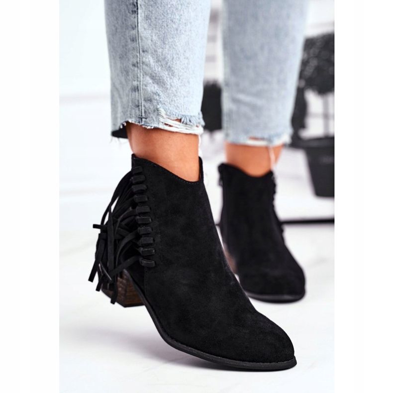 Női csizma sarkán, karimákkal Fekete Mirage cowboycsizma 2