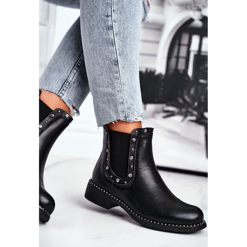 Női fekete csizma Jodhpur csizma Látható 1