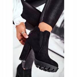 Női csizma csúszik a sarkán Eco-Suede Black Bogyó fekete 2