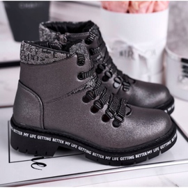 Gyermek ifjúsági csizma báránybőr szürke hópelyhekkel 1