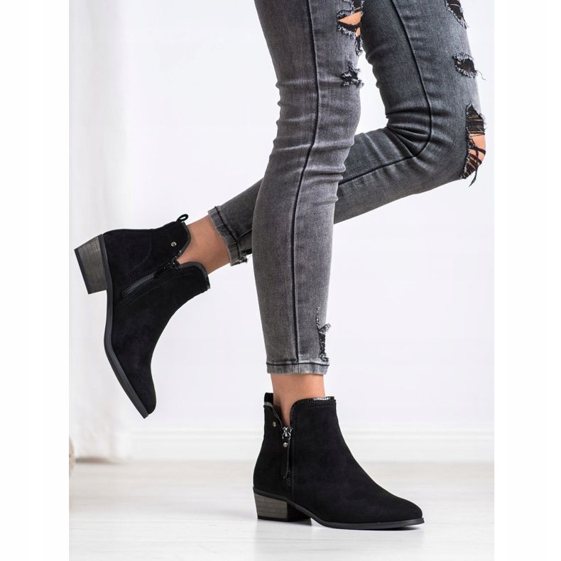 J. Star Csizma dekoratív cipzárral fekete 1