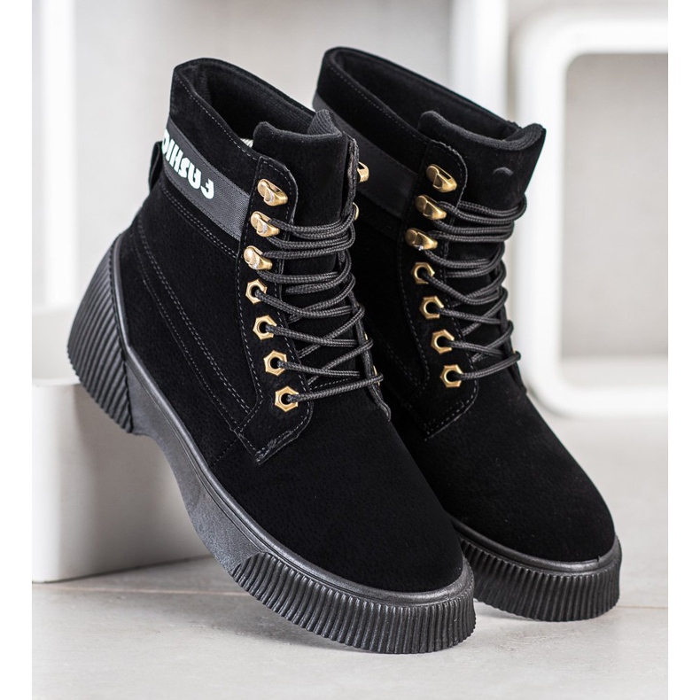 Weide Divat kötött bokacsizma fekete 1