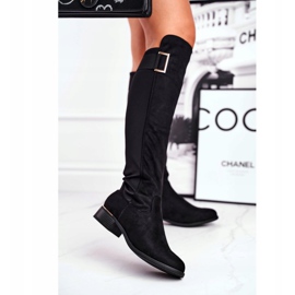 EVE Női térdmagas csizma velúr / lycra fekete Nash 1
