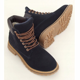 Női sötétkék szigetelt fa csizma B175-22 NAVY / CAMEL 2