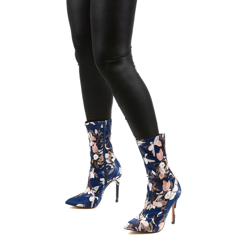 Navy blue bokacsizma Santana zoknival sötétkék sokszínű 1 Navy blue bokacsizma Santana zoknival sötétkék sokszínű 1