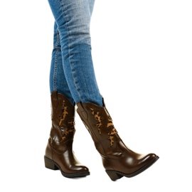 Barna Eshirixis meleg cowboy csizma bézs 1