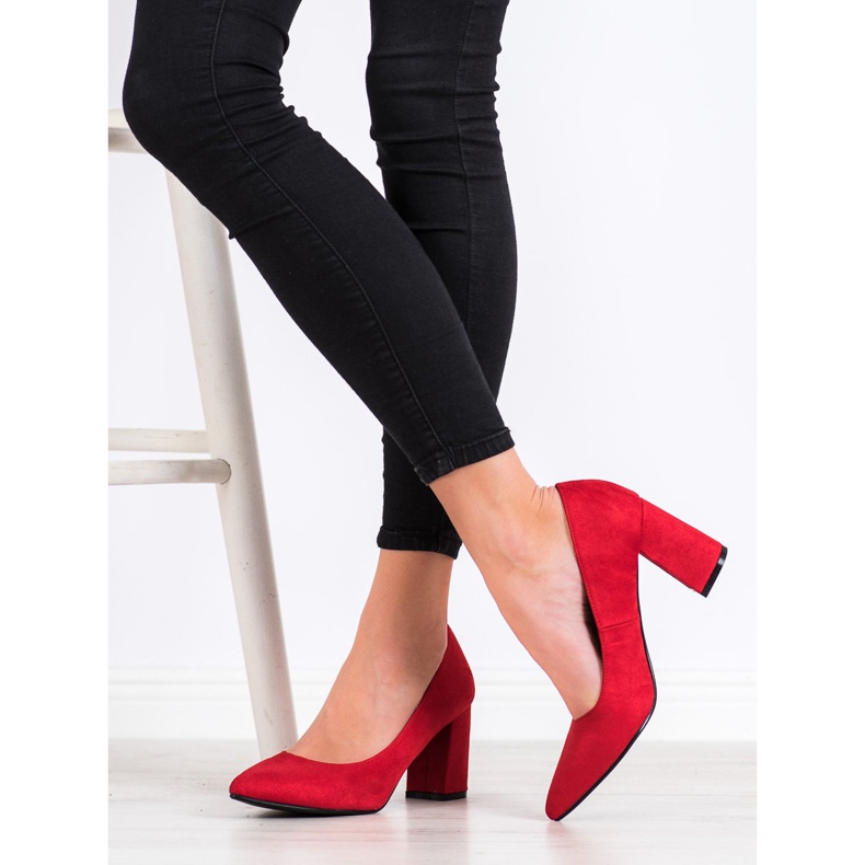 SHELOVET Klasszikus velúr szivattyúk piros 1