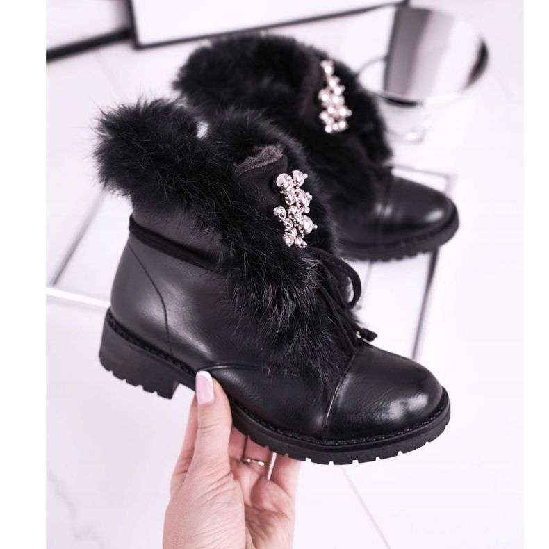 MSMG Gyermek fekete meleg csizma Fur Ella 2