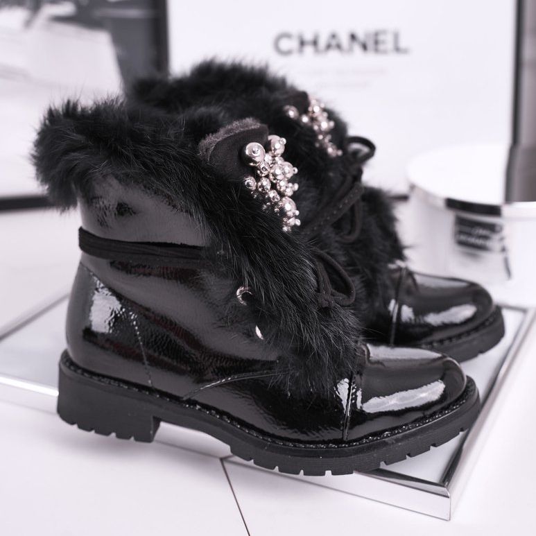 MSMG Gyermekcsizma meleg lakkozott fekete Ella 1