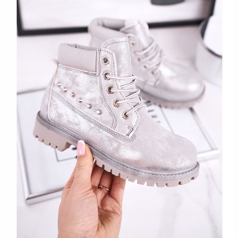 MSMG Gyermek meleg csizma szegecsekkel Ezüst Gonzo 2