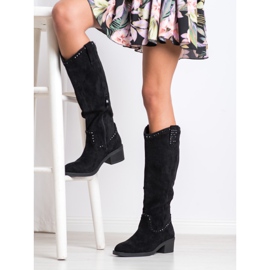 Small Swan Cowboy csizma díszekkel fekete 1