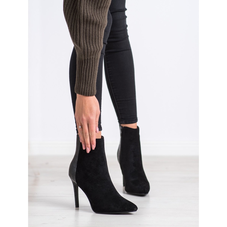 Small Swan Sexy Snake Print magas sarkú cipő fekete 1